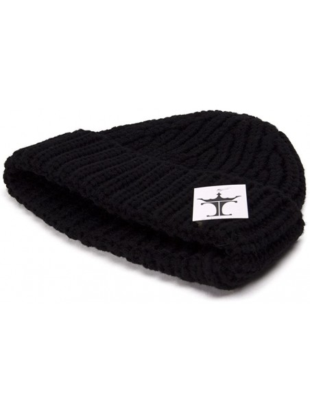 Skullies & Beanies Knitted Cuffed Beanie - Black - CN11P6F1I6V $10.77