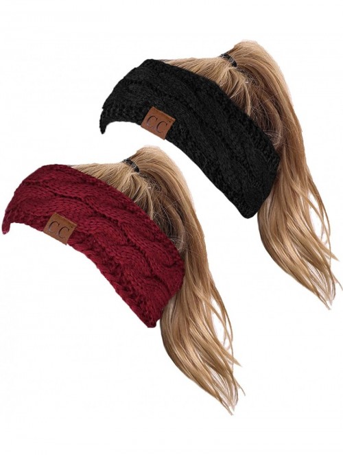 Cold Weather Headbands Cable Knit Fuzzy Lined Head Wrap Headband Ear Warmer - CM18NUUYS8Z $28.32