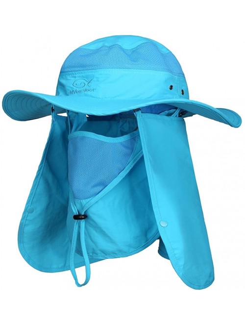 Sun Hats Summer Outdoor Sun Protection Fishing Cap Neck Face Flap Hat - Blue - CE1866EK0N6 $17.72