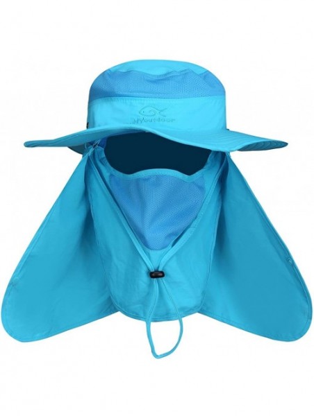 Sun Hats Summer Outdoor Sun Protection Fishing Cap Neck Face Flap Hat - Blue - CE1866EK0N6 $17.72