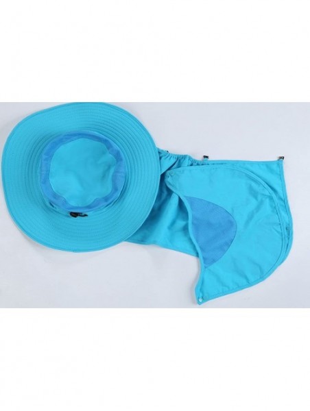 Sun Hats Summer Outdoor Sun Protection Fishing Cap Neck Face Flap Hat - Blue - CE1866EK0N6 $17.72