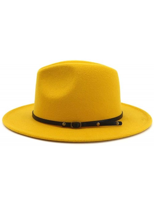 Fedoras Wide Brim Fedora Hats for Women Dress Hats for Men Two Tone Panama Hat with Belt Buckle/Bowknot Band - C6199RW8QLA $3...