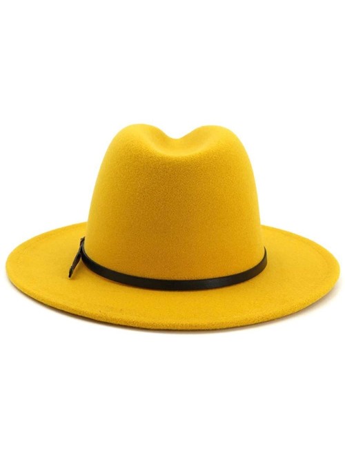 Fedoras Wide Brim Fedora Hats for Women Dress Hats for Men Two Tone Panama Hat with Belt Buckle/Bowknot Band - C6199RW8QLA $3...