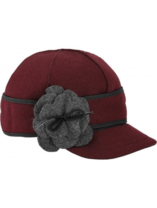 Baseball Caps Petal Pusher Cap - Decorative Wool Hat with Earflap - Merlot/Charcoal - CX12BIYT3NX $64.57