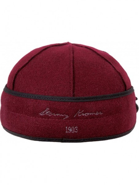 Baseball Caps Petal Pusher Cap - Decorative Wool Hat with Earflap - Merlot/Charcoal - CX12BIYT3NX $64.57