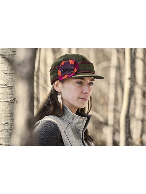 Baseball Caps Petal Pusher Cap - Decorative Wool Hat with Earflap - Merlot/Charcoal - CX12BIYT3NX $64.57