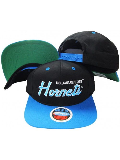 Baseball Caps Delaware State Hornets Script Black/Blue Two Tone Plastic Snapback Adjustable Plastic Snap Back Hat/Cap - CB116...