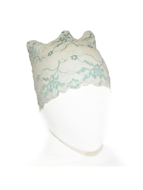 Headbands Women's Lace Under Hijab Headband Ivory with Turquoise - Ivory and Turquoise - CS123EBVDTZ $11.86
