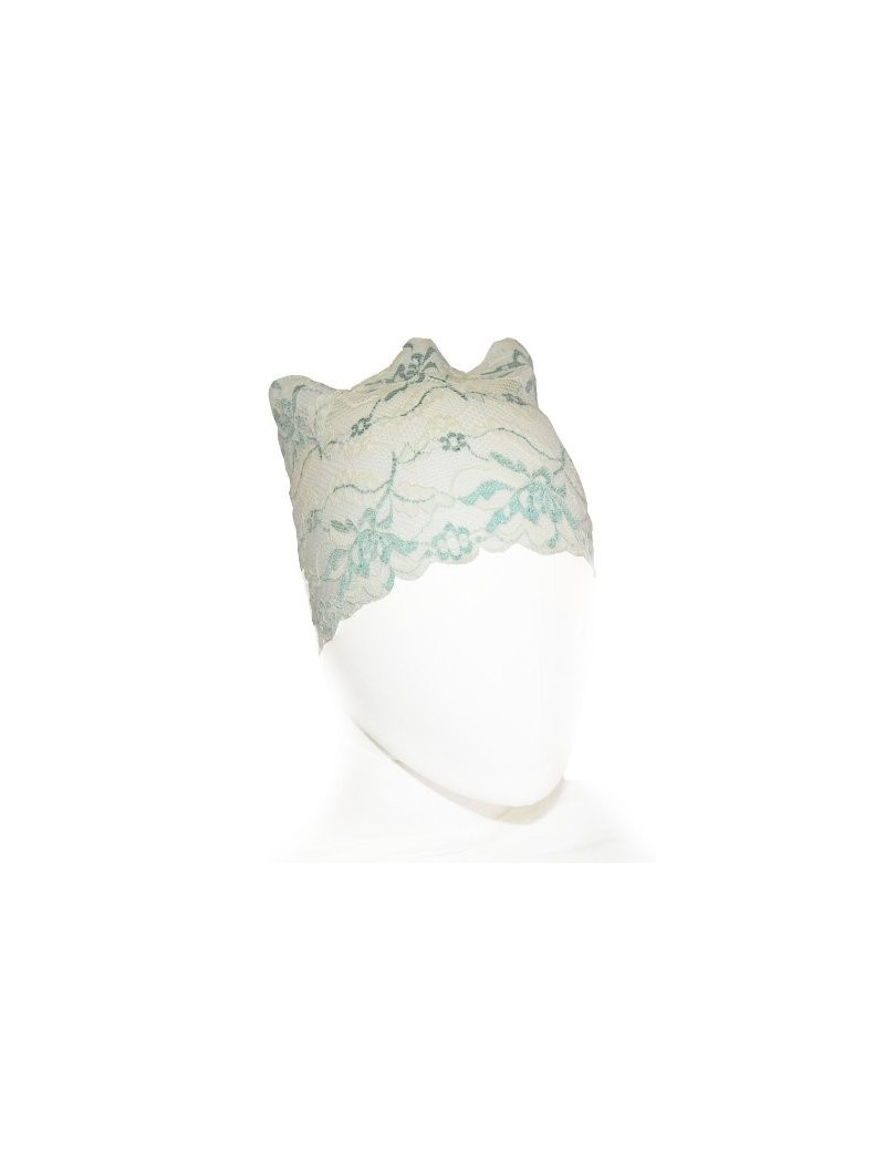 Headbands Women's Lace Under Hijab Headband Ivory with Turquoise - Ivory and Turquoise - CS123EBVDTZ $11.86