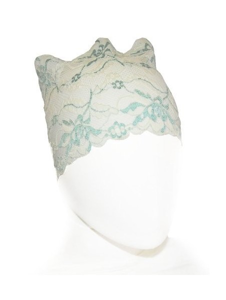 Headbands Women's Lace Under Hijab Headband Ivory with Turquoise - Ivory and Turquoise - CS123EBVDTZ $11.86