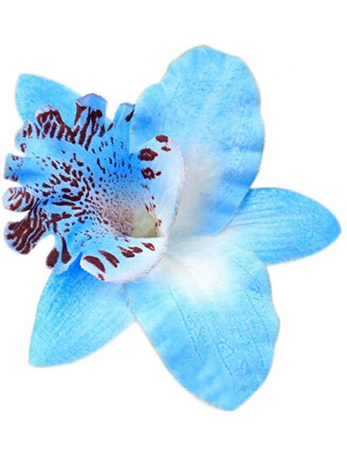 Headbands Womens Flower Hair Clip Beach Party Wedding Event Girls Orchid Hairpins Decor - Blue - CG1822SHO55 $9.84