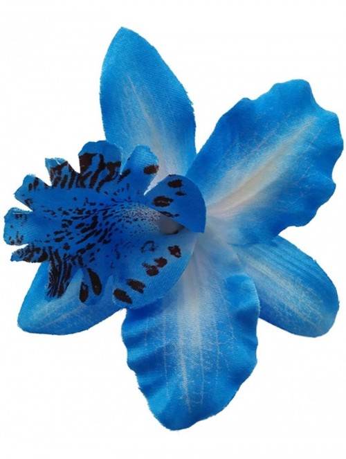 Headbands Womens Flower Hair Clip Beach Party Wedding Event Girls Orchid Hairpins Decor - Blue - CG1822SHO55 $9.84