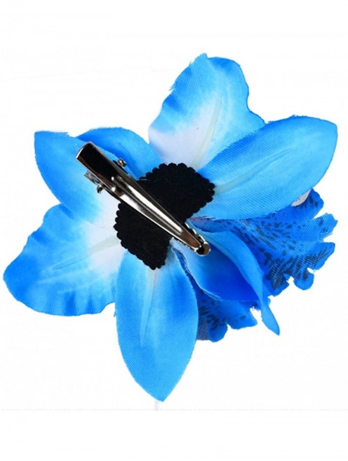 Headbands Womens Flower Hair Clip Beach Party Wedding Event Girls Orchid Hairpins Decor - Blue - CG1822SHO55 $9.84