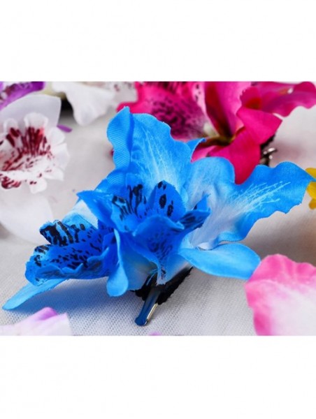 Headbands Womens Flower Hair Clip Beach Party Wedding Event Girls Orchid Hairpins Decor - Blue - CG1822SHO55 $9.84