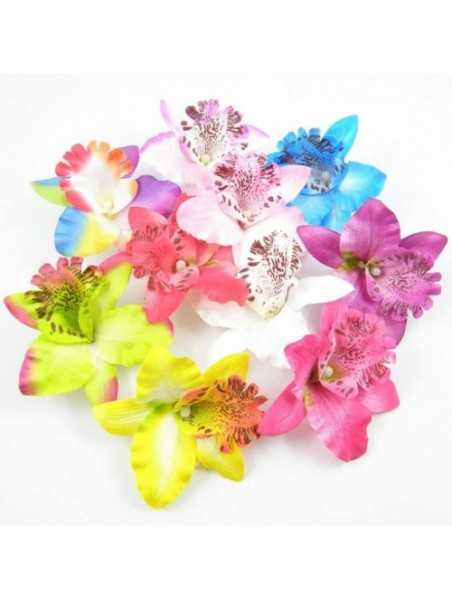 Headbands Womens Flower Hair Clip Beach Party Wedding Event Girls Orchid Hairpins Decor - Blue - CG1822SHO55 $9.84