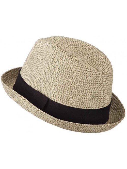 Fedoras Men's Fedora with Paper Straw Braid - Beige - CK11D3H5JU5 $38.83