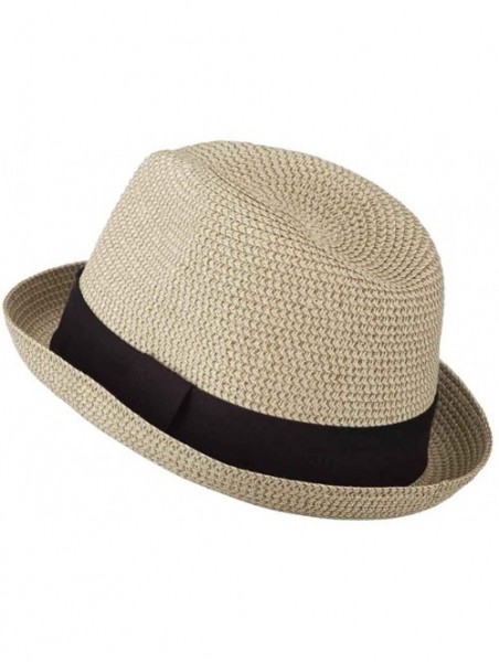 Fedoras Men's Fedora with Paper Straw Braid - Beige - CK11D3H5JU5 $38.83