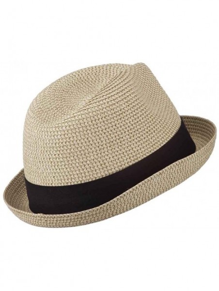 Fedoras Men's Fedora with Paper Straw Braid - Beige - CK11D3H5JU5 $38.83