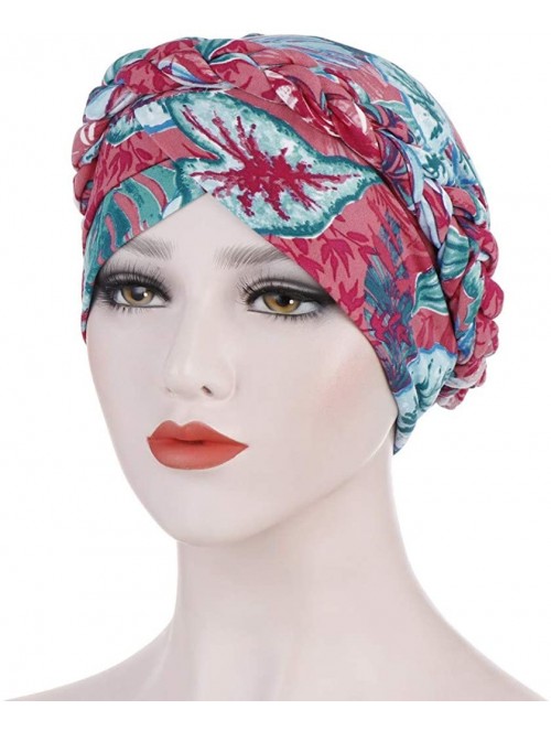 Skullies & Beanies Muslim Turban Caps for Women-Colorful Floral Printed One Plait Elegant Stretch Turban Head Wrap for Cancer...