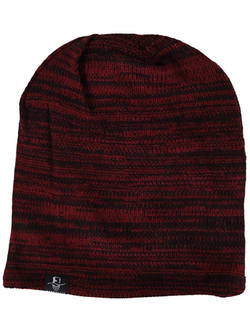 Skullies & Beanies Mens Slouchy Long Beanie Knit Cap for Summer Winter- Oversize - B5001x-red W Bk - C7126S2WX4L $21.59