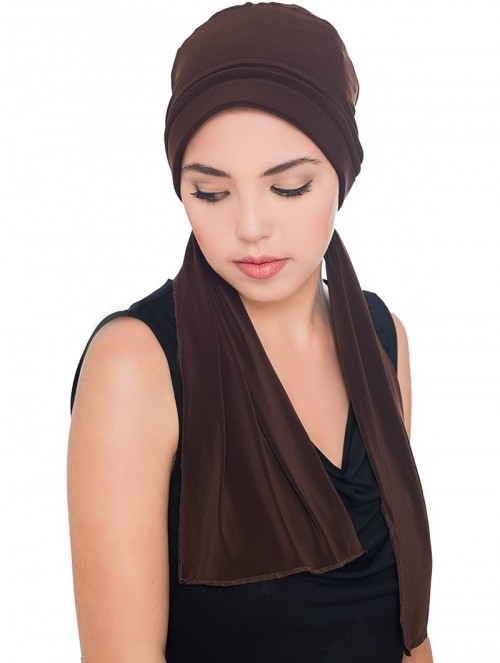 Sun Hats Versatile Headwear with Long Tails for Hairloss - Chemo Hats for Women - Brown - CN11FIS7GW1 $28.55
