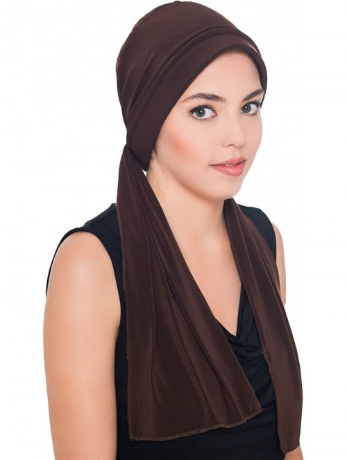 Sun Hats Versatile Headwear with Long Tails for Hairloss - Chemo Hats for Women - Brown - CN11FIS7GW1 $28.55