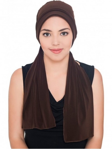 Sun Hats Versatile Headwear with Long Tails for Hairloss - Chemo Hats for Women - Brown - CN11FIS7GW1 $28.55