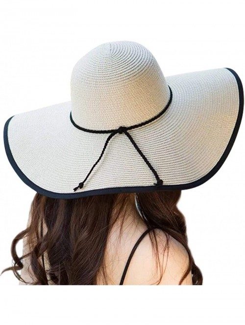 Sun Hats Womens Bowknor Straw Hat Foldable Beach Sun Hat Roll up UPF 50+ - "A Beige 5.9"" Brim" - CT18NX6XO5M $17.28
