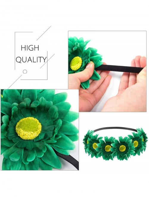 Headbands 4pcs St. Patrick's Day Green Flower Headband&Beaded Necklace Set - Dark Green - CR193WZYHIY $11.54