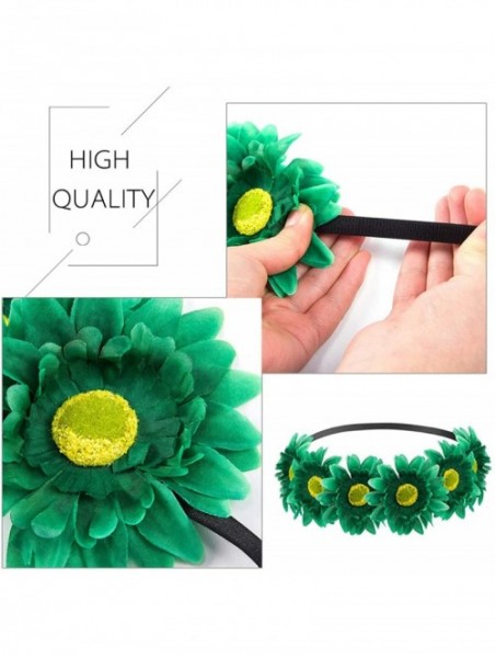 Headbands 4pcs St. Patrick's Day Green Flower Headband&Beaded Necklace Set - Dark Green - CR193WZYHIY $11.54