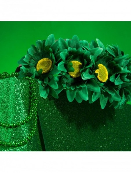 Headbands 4pcs St. Patrick's Day Green Flower Headband&Beaded Necklace Set - Dark Green - CR193WZYHIY $11.54