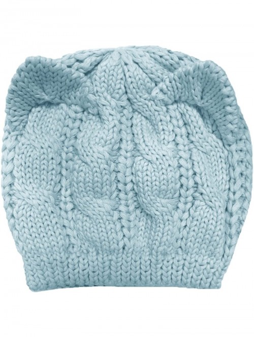 Skullies & Beanies Women Men Girls Boys Teens Cute Cat Ear Knit Cable Rib Hat Cap Beanie - Kitten Blue - CJ18785E3TD $13.35