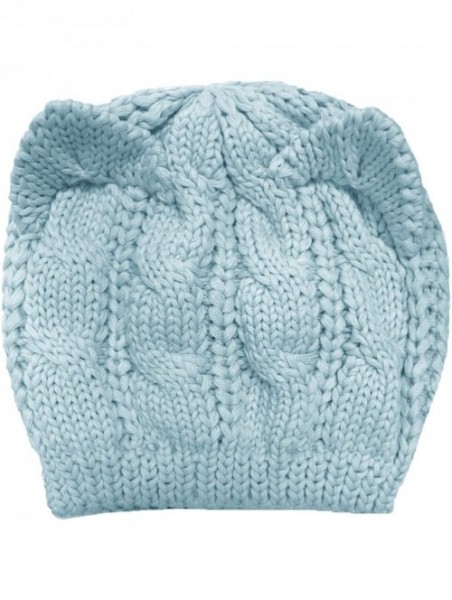 Skullies & Beanies Women Men Girls Boys Teens Cute Cat Ear Knit Cable Rib Hat Cap Beanie - Kitten Blue - CJ18785E3TD $13.35