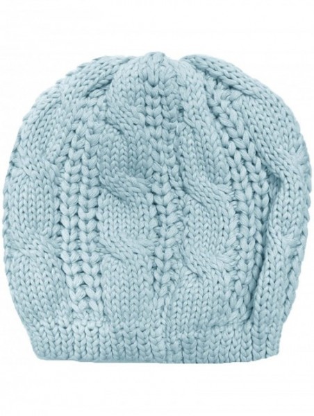 Skullies & Beanies Women Men Girls Boys Teens Cute Cat Ear Knit Cable Rib Hat Cap Beanie - Kitten Blue - CJ18785E3TD $13.35