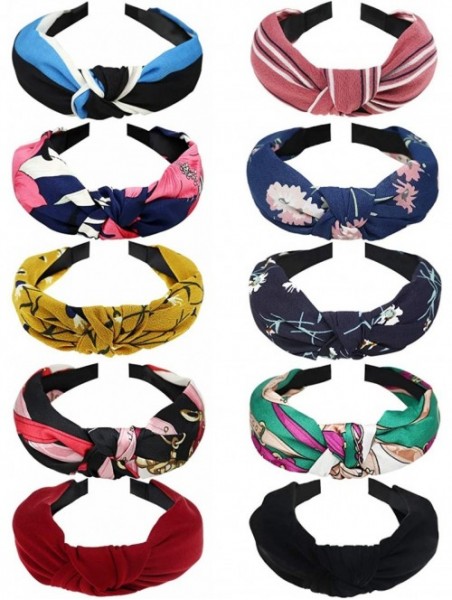 Headbands 10 Pack Boho Headbands for Women Plastic Vintage Cross Elastic Head Wrap Hair Accessories - CM18UIXTO25 $20.33