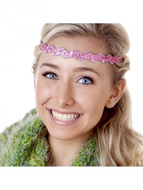 Headbands Women's Adjustable NO SLIP Bling Glitter Headband Mixed 3pk (Light Pink) - Light Pink 3pk - CJ11OI3WABX $14.99