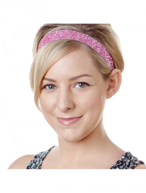 Headbands Women's Adjustable NO SLIP Bling Glitter Headband Mixed 3pk (Light Pink) - Light Pink 3pk - CJ11OI3WABX $14.99