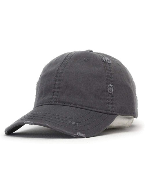 Baseball Caps Washed Cotton Distressed with Heavy Stitching Adjustable Baseball Cap - Charcoal Gray - C312ECEIR33 $17.30