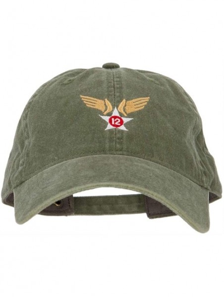 Baseball Caps 12th Air Force Badge Embroidered Washed Cap - Olive - CR1936G7W7M $23.09