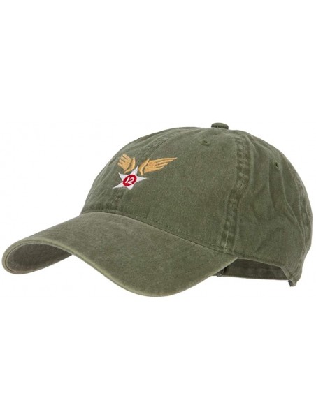 Baseball Caps 12th Air Force Badge Embroidered Washed Cap - Olive - CR1936G7W7M $23.09