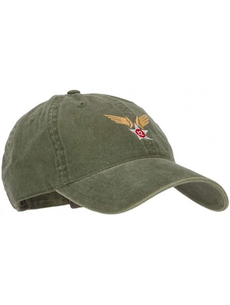 Baseball Caps 12th Air Force Badge Embroidered Washed Cap - Olive - CR1936G7W7M $23.09