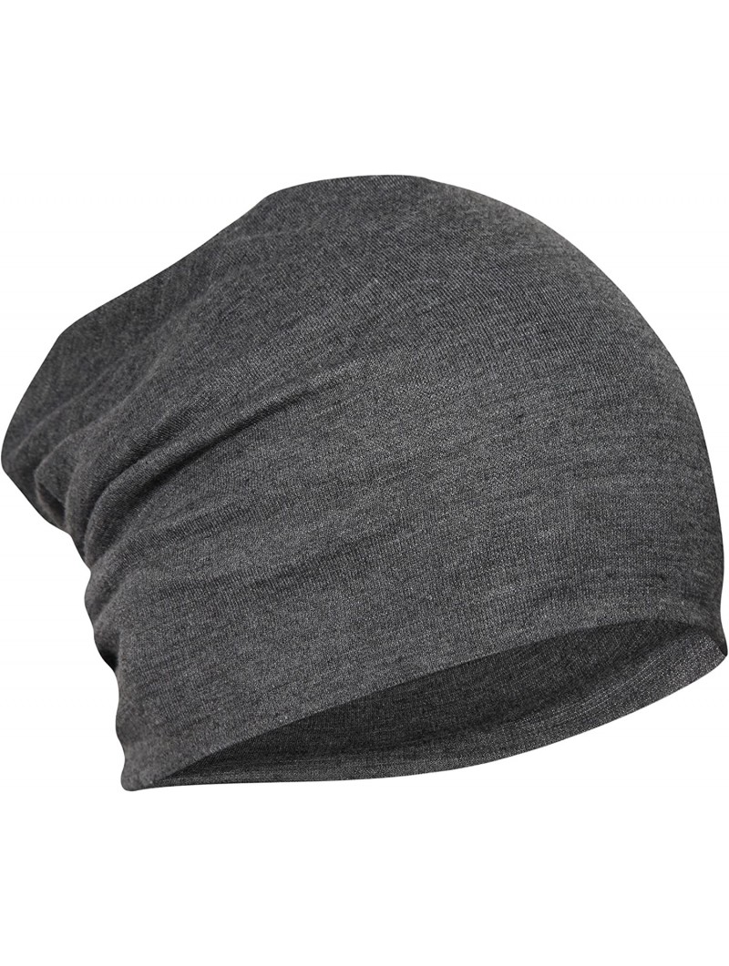 Skullies & Beanies Men's Cotton Slouchy Beanie and Skull Cap - Charcoal Gray - CG12N387ROR $28.05