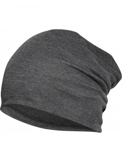 Skullies & Beanies Men's Cotton Slouchy Beanie and Skull Cap - Charcoal Gray - CG12N387ROR $28.05