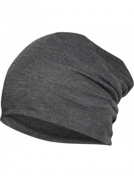 Skullies & Beanies Men's Cotton Slouchy Beanie and Skull Cap - Charcoal Gray - CG12N387ROR $28.05