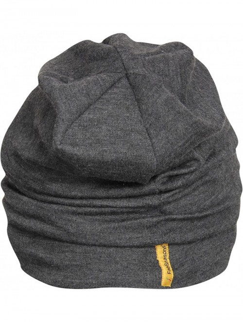 Skullies & Beanies Men's Cotton Slouchy Beanie and Skull Cap - Charcoal Gray - CG12N387ROR $28.05