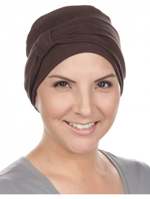 Headbands Double Layered Comfort Cotton Chemo Sleep Cap & Headband Beanie Hat Turban for Cancer - 11- Brown (Cotton Knit) - C...