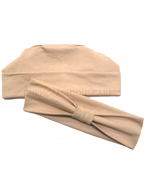 Headbands Double Layered Comfort Cotton Chemo Sleep Cap & Headband Beanie Hat Turban for Cancer - 11- Brown (Cotton Knit) - C...