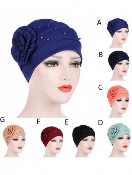 Skullies & Beanies Fashion Women Muslim Stretch Turban Hat Chemo Cap Hair Loss Head Scarf Wrap Hijib Cap Gift - B - CQ18R0K04...