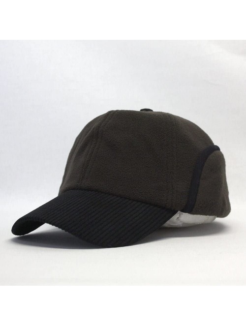 Newsboy Caps Classic Velour Knit/Corduroy Fleece Warmer Flap Billed Newsboy Cap - Black/Dark Brown - CK188N0C5TK $16.83