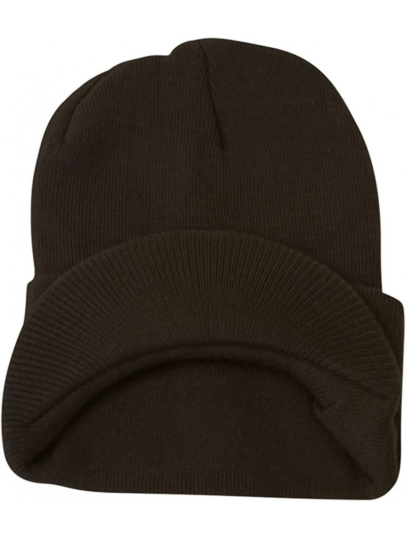 Skullies & Beanies Cuff Visor Winter Beanie - Black - CJ110SBH62N $9.34